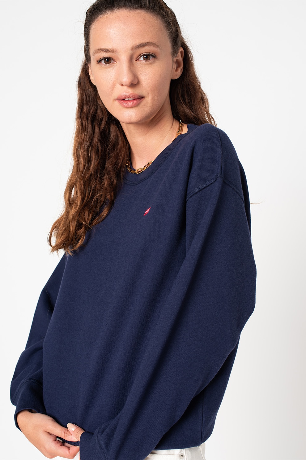 Levi's, Bluza sport lejera cu maneci cazute, Bleumarin