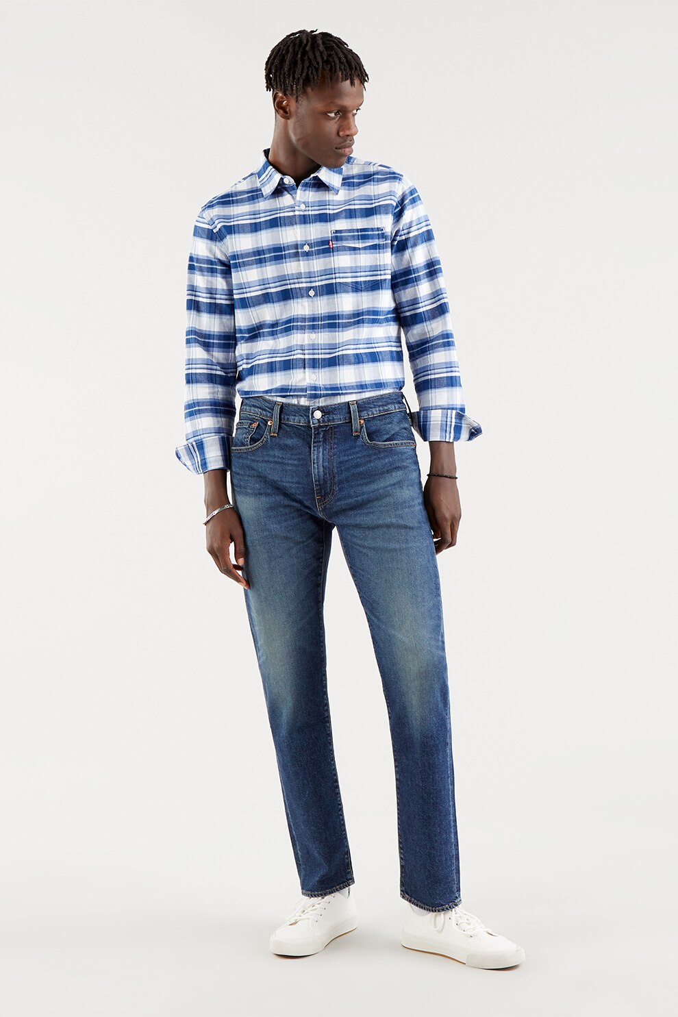Levi's, Blugi conici cu aspect decolorat 502™, Bleumarin inchis
