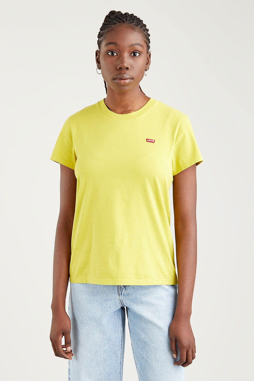 Levi's, Tricou din bumbac cu logo brodat pe piept, Galben/Rosu