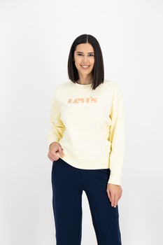 Levi's, Bluza sport cu decolteu la baza gatului si maneci cazute, galben pal Levi's, Bluza sport cu decolteu la baza gatului si maneci cazute, galben pal
