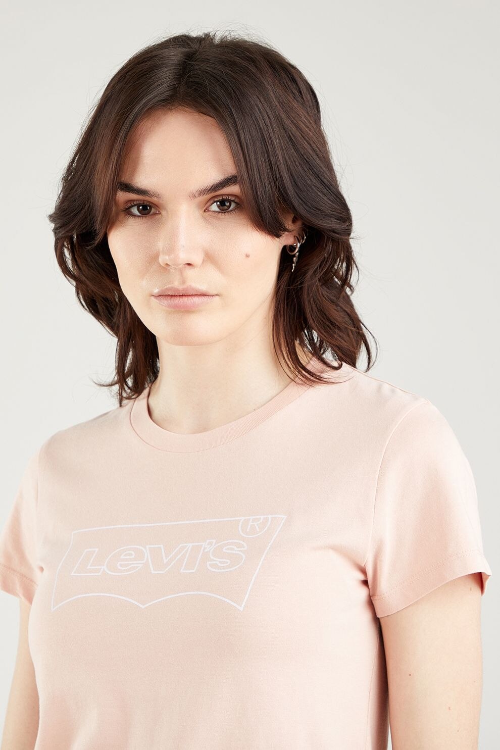 Levi's, Tricou de bumbac cu imprimeu logo, Roz pastel/Alb