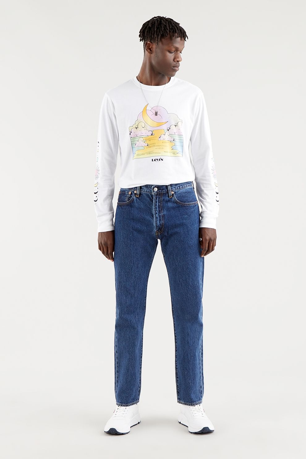 Levi's, Blugi cu croiala dreapta din amestec de canepa cu aspect decolorat 551Z™, Bleumarin