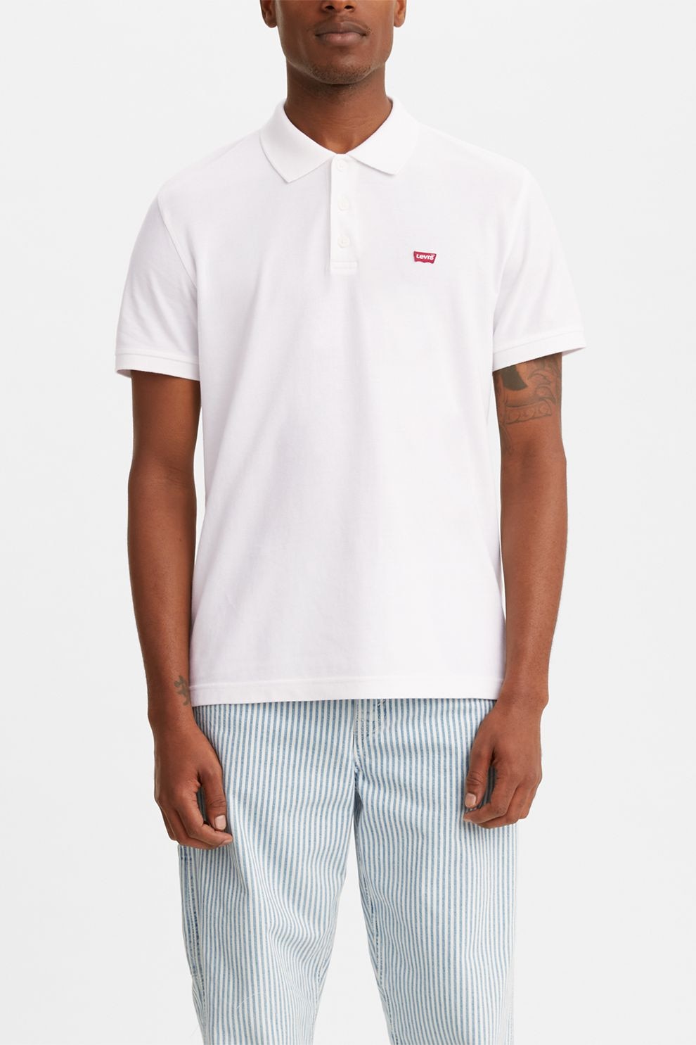 Levi's, Tricou polo cu logo, din pique, Alb