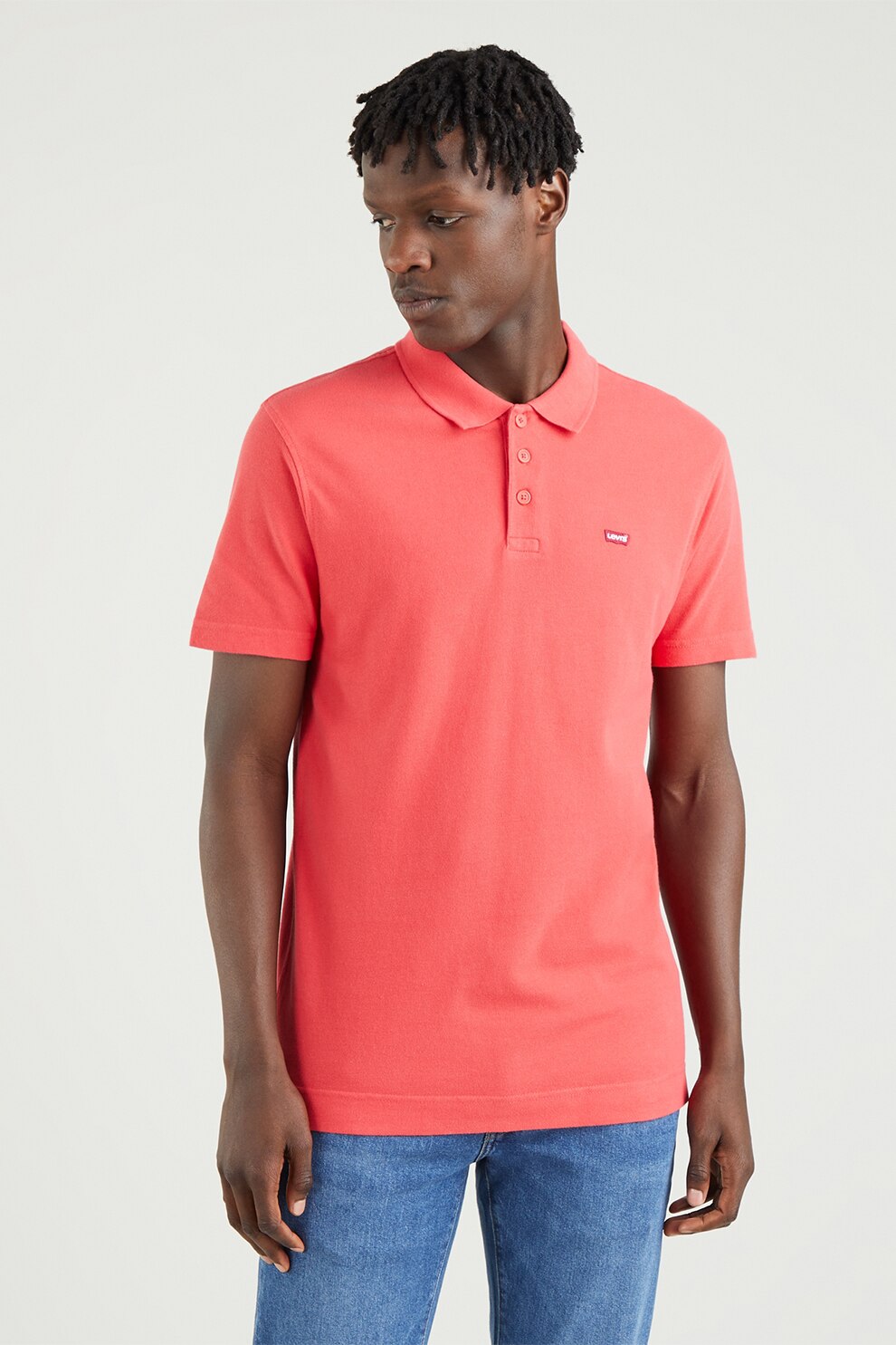 Levi's, Tricou polo din material pique cu logo discret Housemark, Rosu