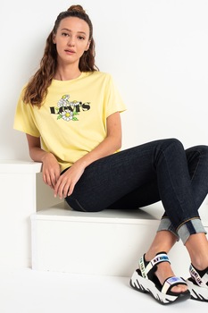 Levi's, Tricou de bumbac cu imprimeu logo, Galben/Negru/Alb Levi's, Tricou de bumbac cu imprimeu logo, Galben/Negru/Alb