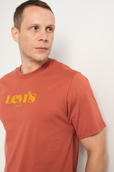 Levi's, Tricou relaxed fit de bumbac cu imprimeu logo, Rosu caramiziu/Ocru