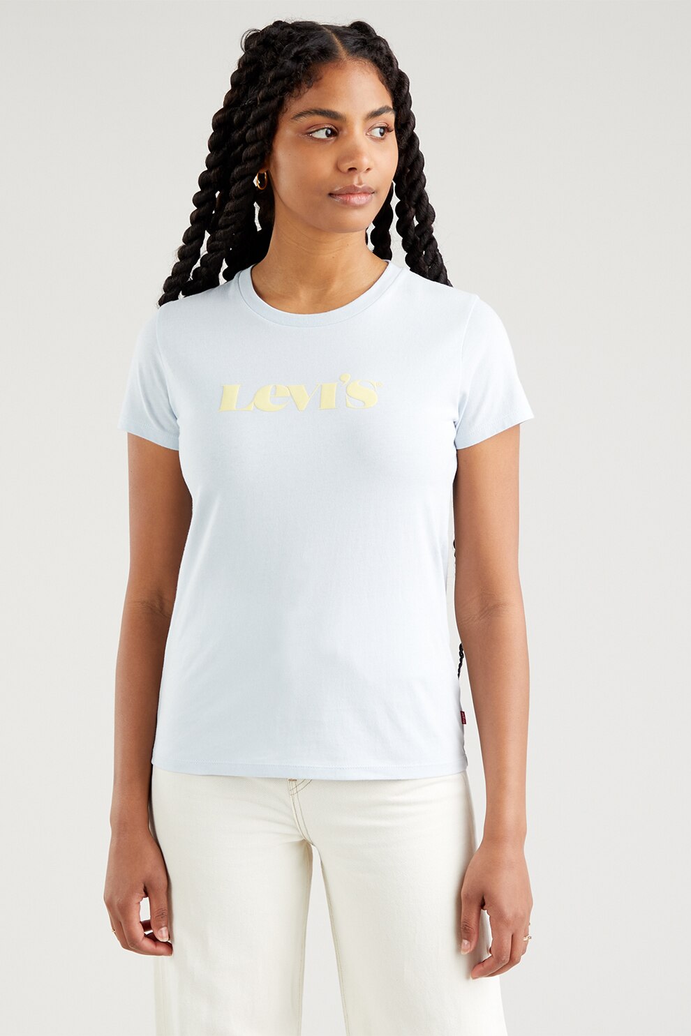 Levi's, Tricou de bumbac cu imprimeu logo, Albastru pastel/galben pai