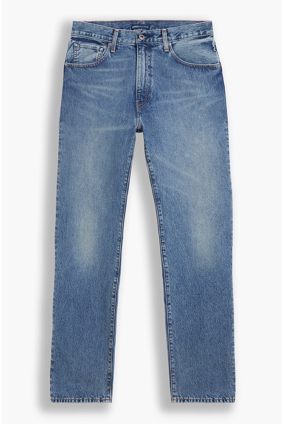 Levi's, Blugi cu croiala dreapta si aspect decolorat, Albastru