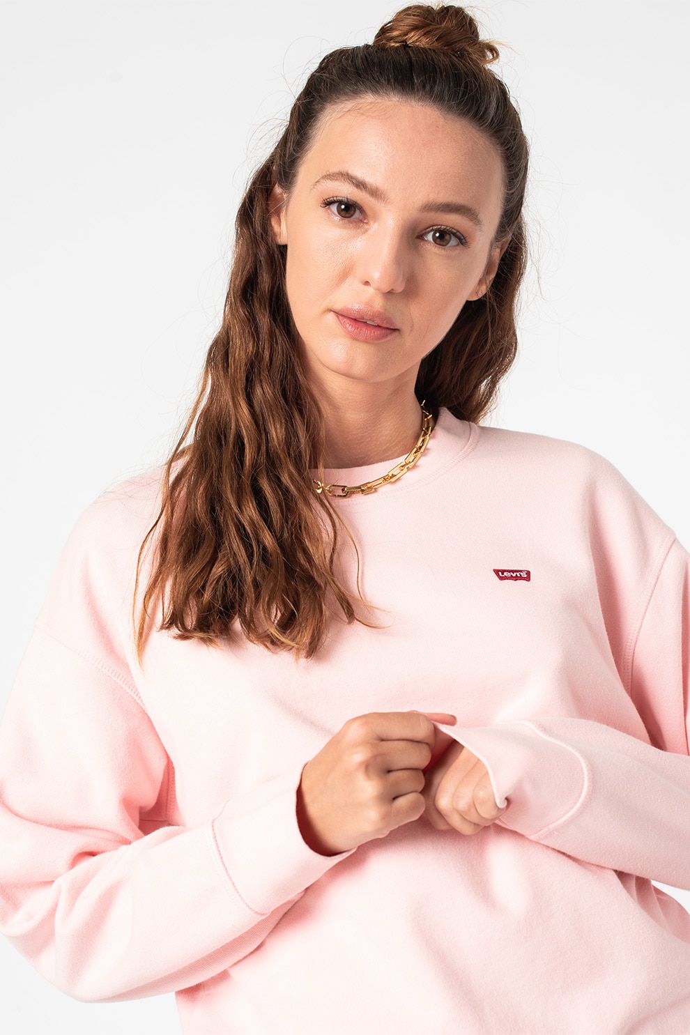 Levi's, Bluza sport lejera cu maneci cazute, Roz pastel