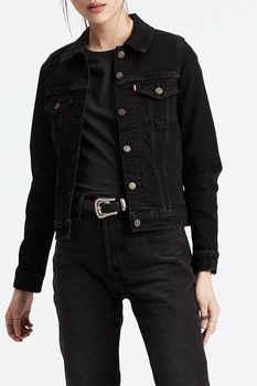 Levi's, Jacheta din denim cu buzunare pe piept The Original, Negru/Argintiu Levi's, Jacheta din denim cu buzunare pe piept The Original, Negru/Argintiu