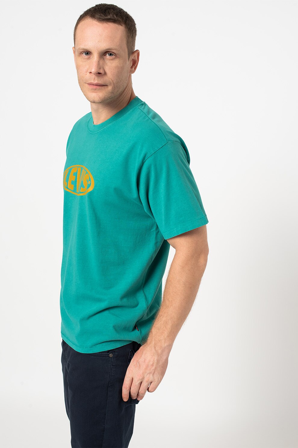 Levi's, Tricou relaxed fit cu decolteu la baza gatului Vintage, Verde marin/Ocru