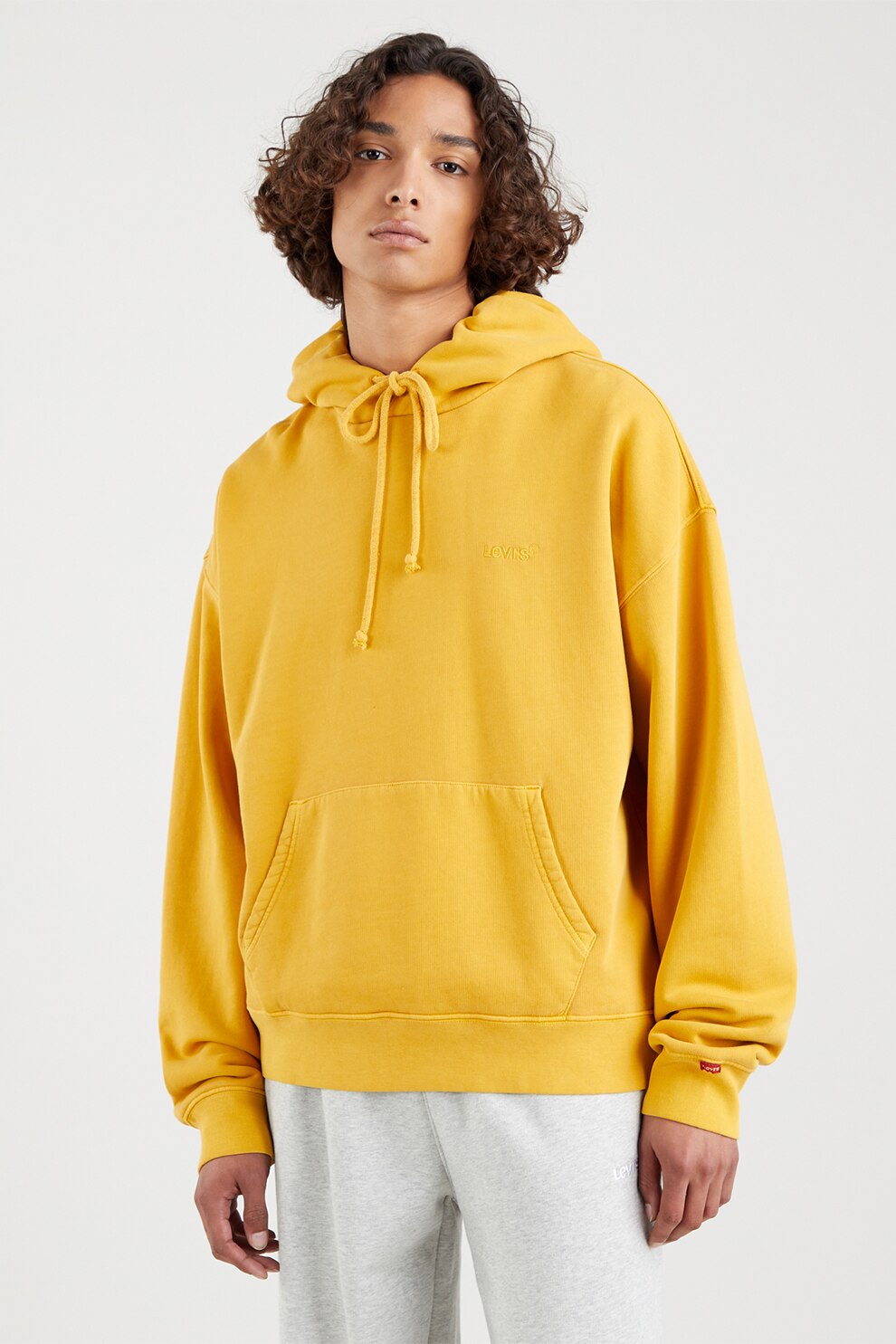 Levi's, Hanorac unisex relaxed fit din bumbac organic, Galben mustar