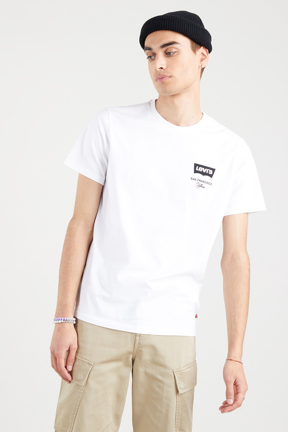 Levi's, Tricou cu imprimeu logo, Alb/Bleumarin