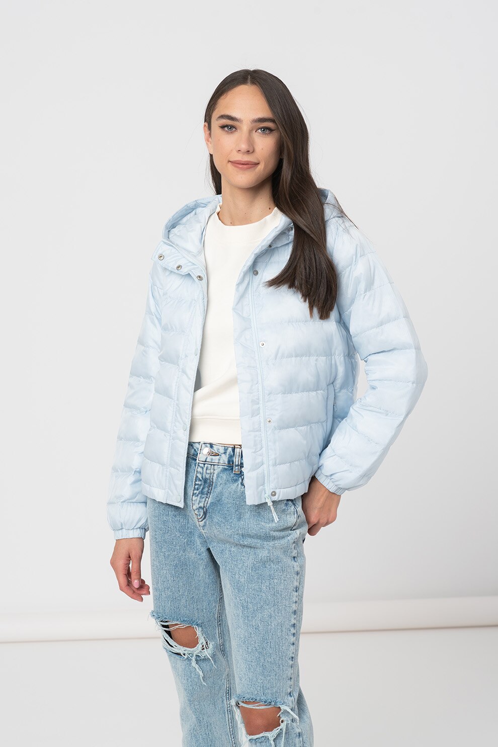 Levi's, Geaca pliabila cu aspect matlasat Edie, Albastru pastel