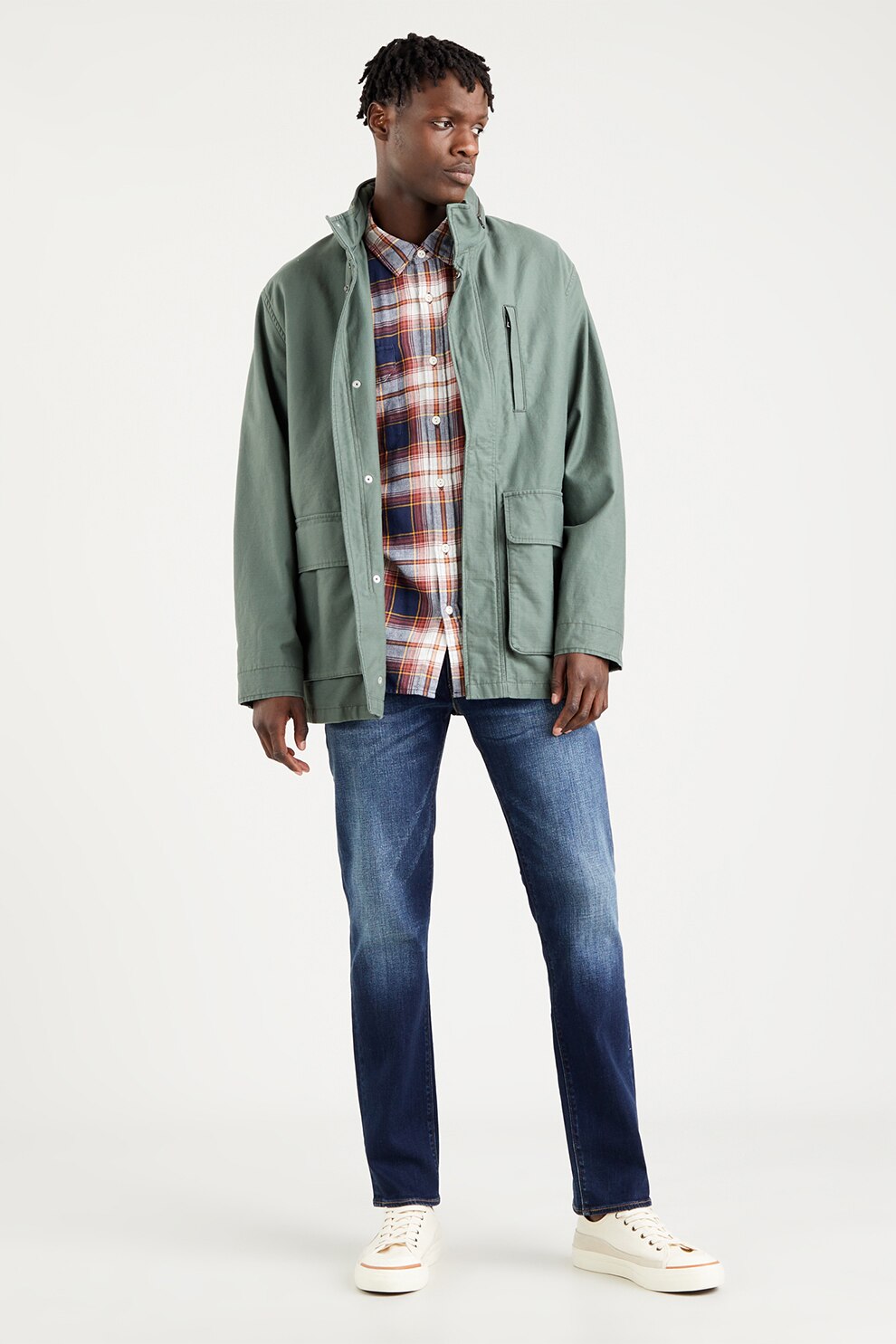 Levi's, Blugi slim fit 511™, Albastru inchis/alb prafuit/galben