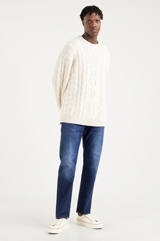 Levi's, Blugi conici cu aspect decolorat 502™, bleumarin inchis, alb Levi's, Blugi conici cu aspect decolorat 502™, bleumarin inchis, alb
