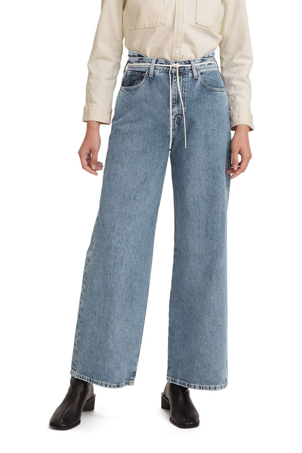 Levi's, Blugi cu croiala dreapta si talie inalta, Albastru