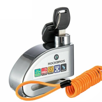 Antifurt cu alarma pentru bicicleta, scuter, motocicleta, Rockbros, 110 dB, rezistent la apa IPX 6, otel, alb Antifurt cu alarma pentru bicicleta, scuter, motocicleta, Rockbros, 110 dB, rezistent la apa IPX 6, otel, alb