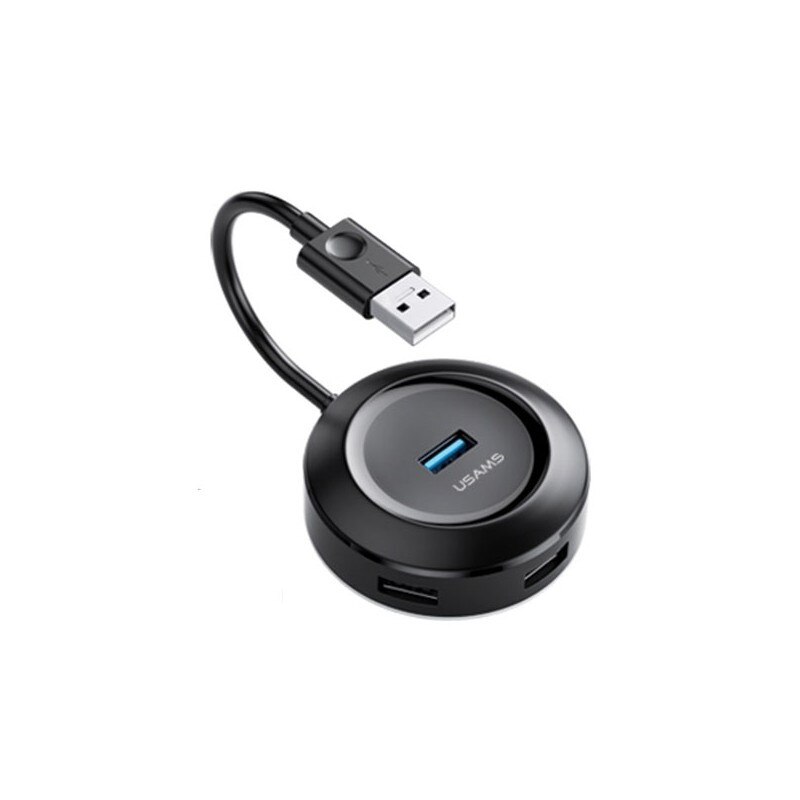 Hub Usams 4 X Usb 2.0, Compatibil Cu Pc Sau Laptop, Cu Conexiune Usb 3.0, Negru - Sj414hub01