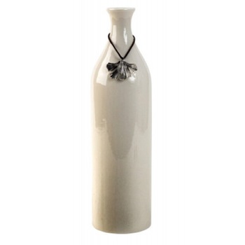 Vaza portelan Alba, cu decor frunza metal, 29,5 x 8cm Vaza portelan Alba, cu decor frunza metal, 29,5 x 8cm