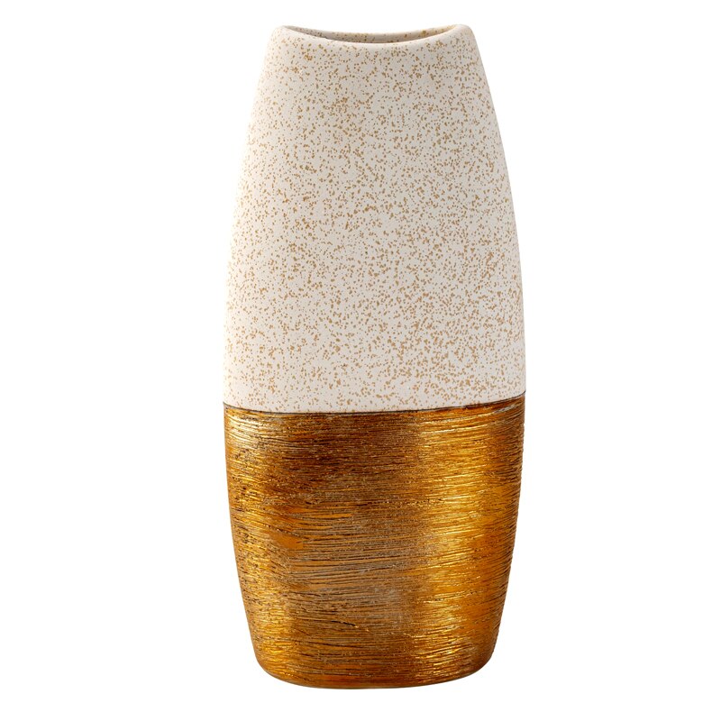 Vaza Ceramica, Auriu cu Crem, 29x15 cm