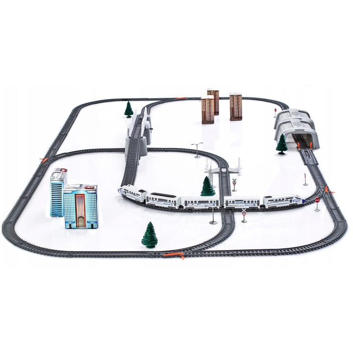 Tren Feroviar, Electric cu Sine, MalPlay, 86 piese, 914 cm