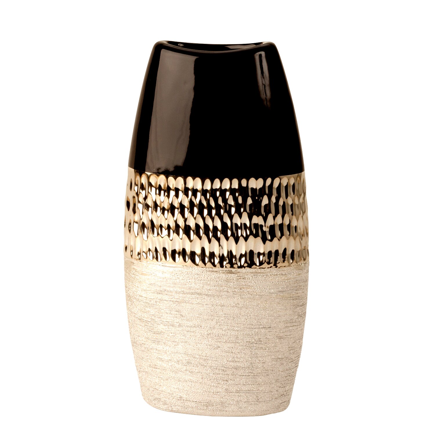 Vaza Ceramica, Antracit cu Argintiu, 29x15 cm