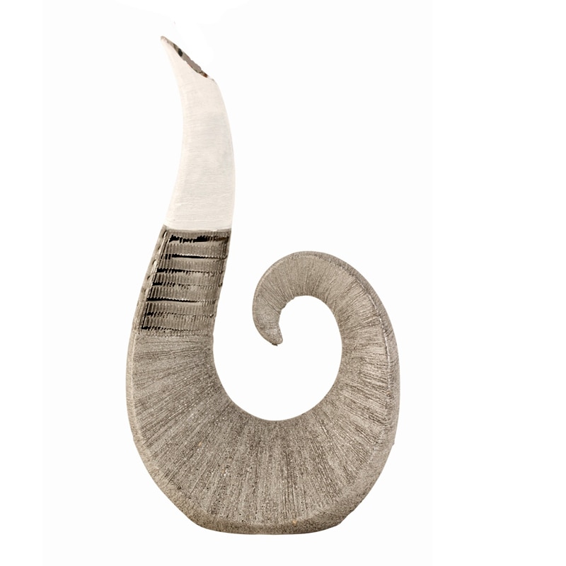 Vaza Ceramica, Spirala, Argintiu cu Alb, 30 cm