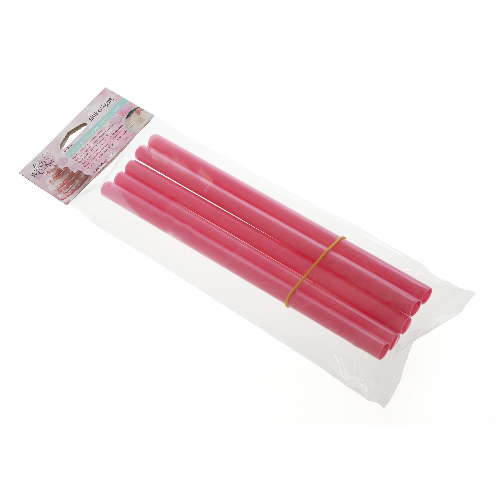 Coloane din plastic pentru sustinerea torturilor etajate, 5 buc, Silikomart