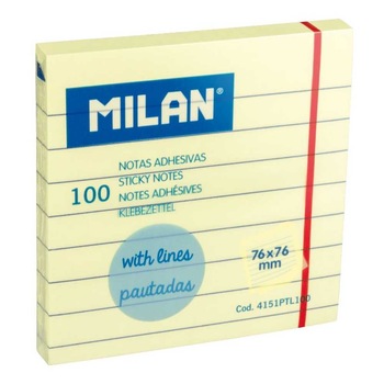 Bloc Notes Adeziv 76x76 Liniat Galben pal Milan Bloc Notes Adeziv 76x76 Liniat Galben pal Milan