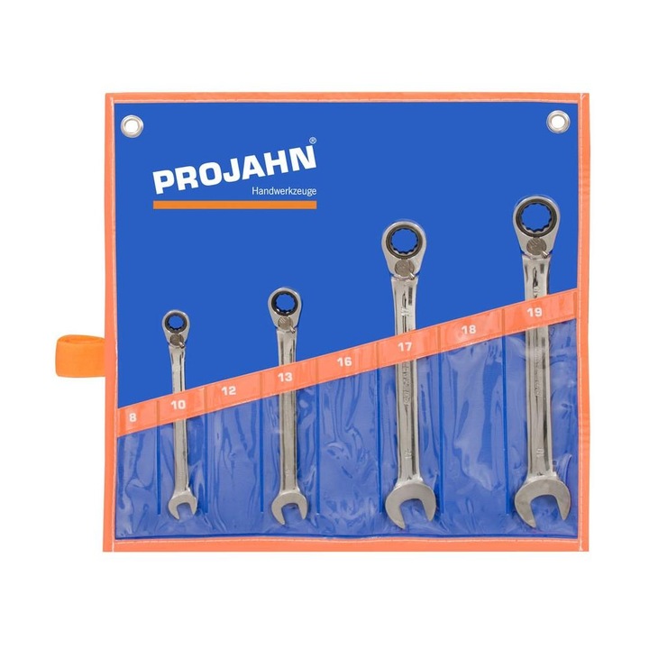 Комплект комбинирани ключове PROJAH GearTech с реверсивна тресчотка 4 части 10-19 мм
