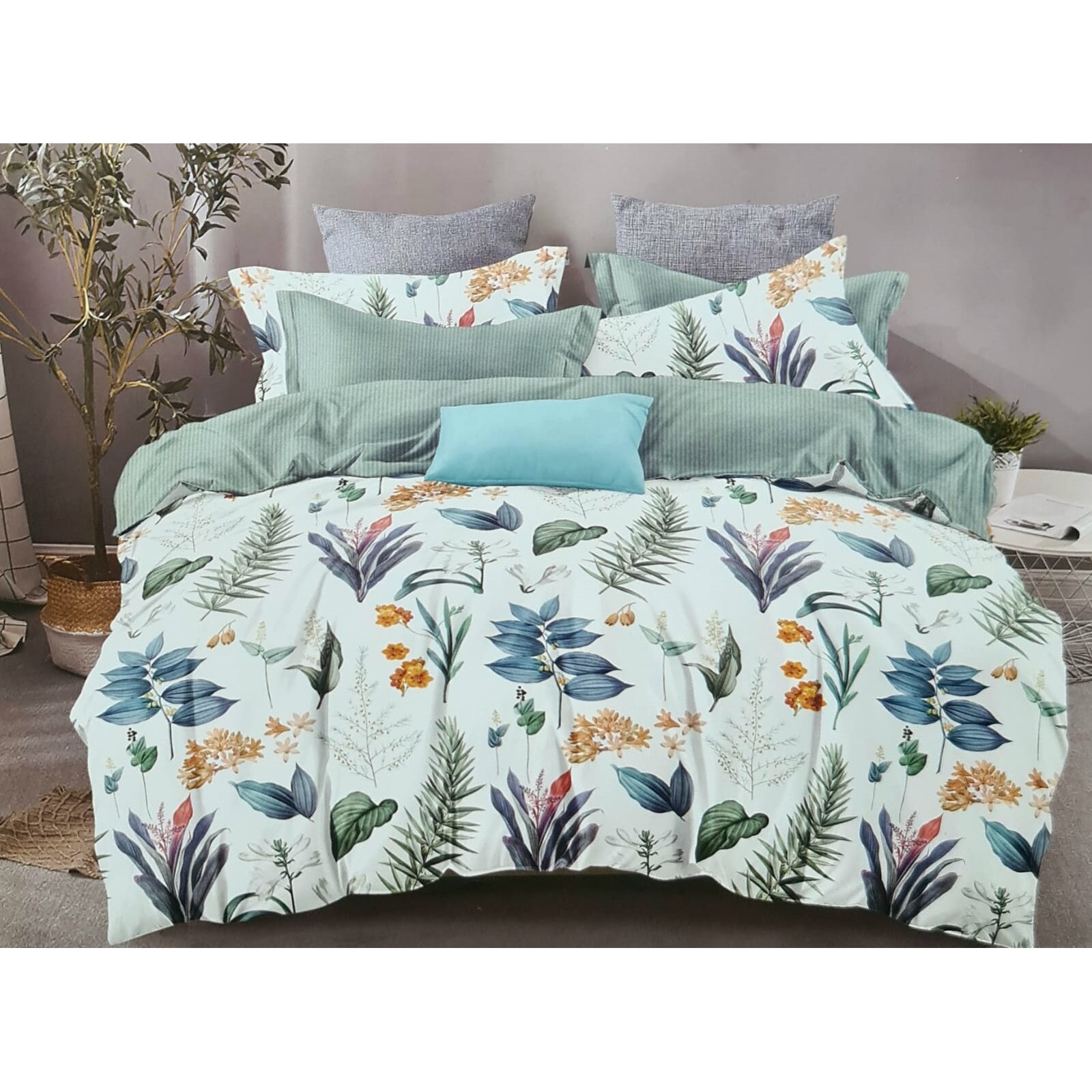 Lenjerie de pat, bumbac finet, 6 piese pentru pat dublu , 2 persoane, New Nature Collection