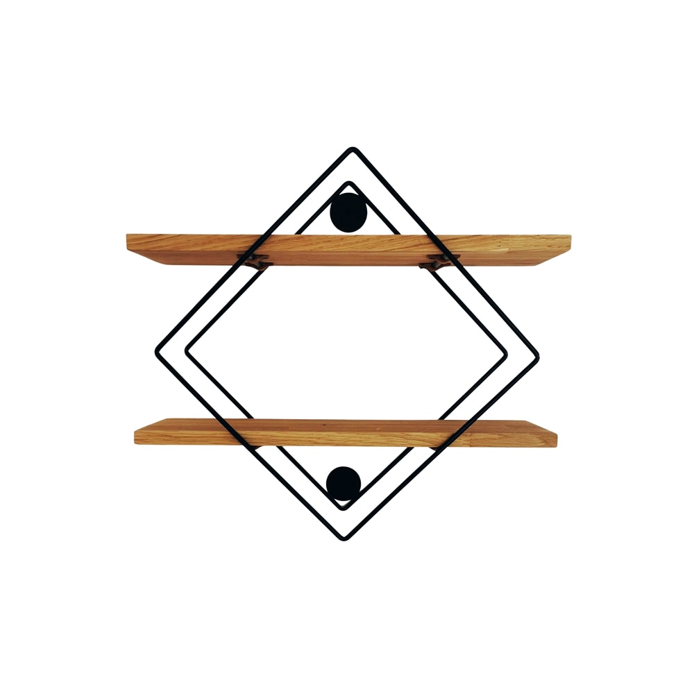 Raft perete Wally, stejar, metal, piele, 30x30x20cm