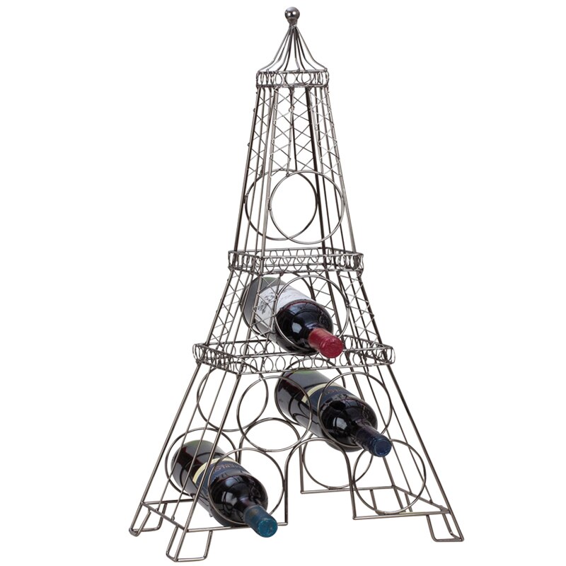 Suport din metal, pentru 6 Sticle Vin, model Turnul Eiffel, 72,5 cm
