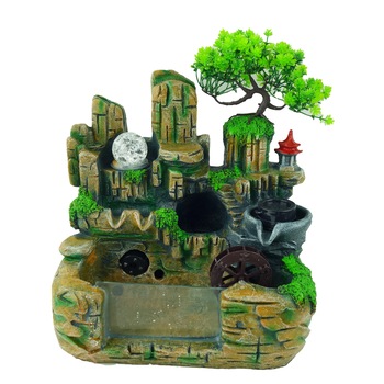 Fantana decorativa, electrica, din rasina, model casa cu pasari, Multicolor, 42 cm Fantana decorativa, electrica, din rasina, model casa cu pasari, Multicolor, 42 cm