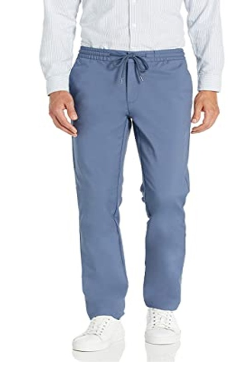 Găsiți pantaloni pentru bărbați Goodthreads, cu talie elastică și cravate, Albastru deschis