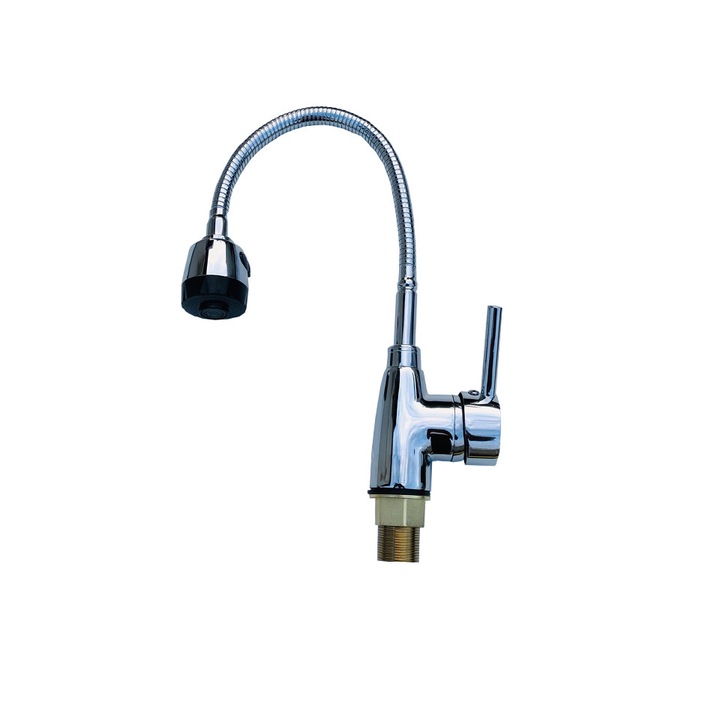Rugalmas konyhai csaptelep, krómozott kivitel, forgatható, csatlakozók mellékelve