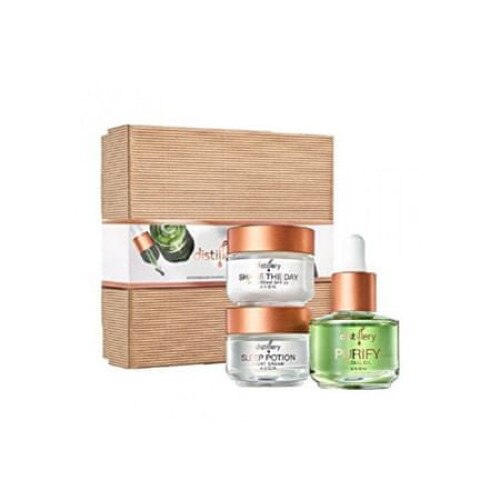 Cutie cadou 3 produse Distillery- Crema de zi 30 ml, Crema de noapte 30 ml si Ulei pentru regenerarea tenului 30 ml