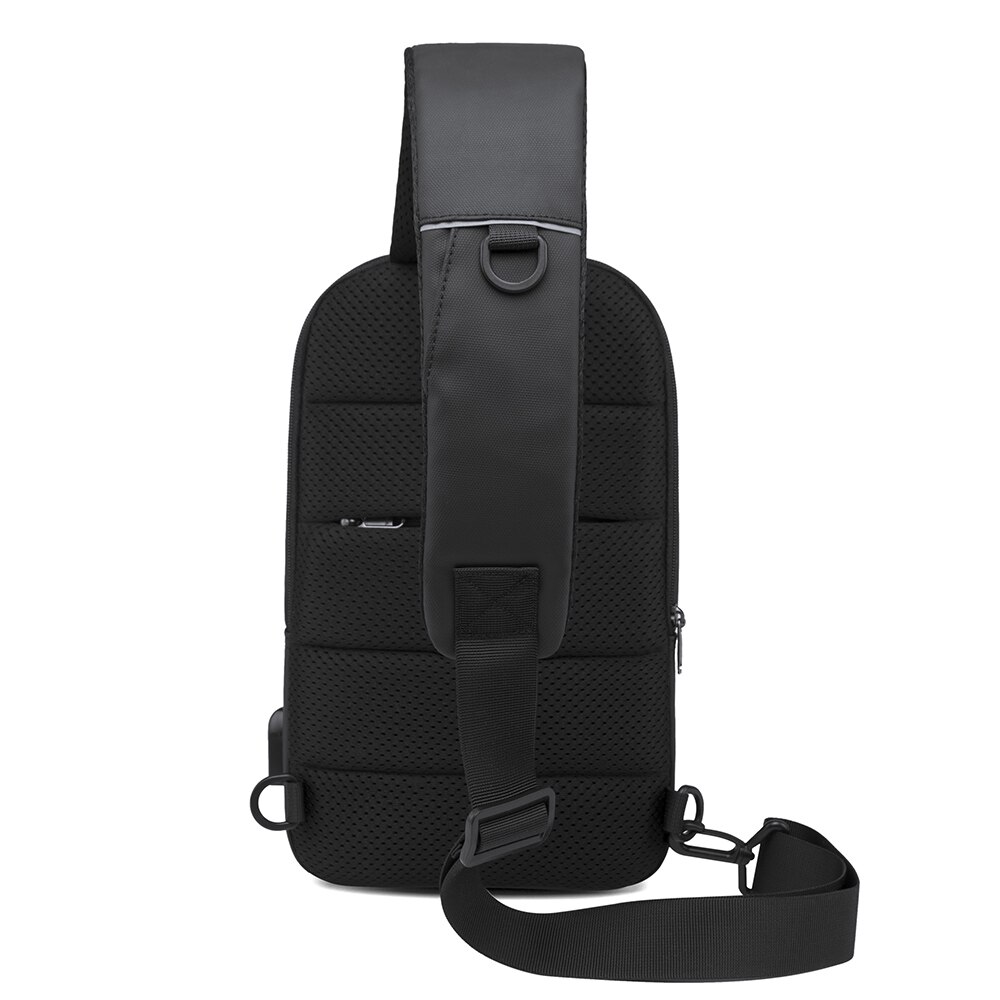 Rucsac crossbody/de umar smart, light, impermeabil, cu port de incarcare USB, Bange, Negru