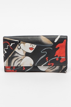 Niarvi, Portofel de piele pictat manual, Negru/Rosu/Alb Niarvi, Portofel de piele pictat manual, Negru/Rosu/Alb