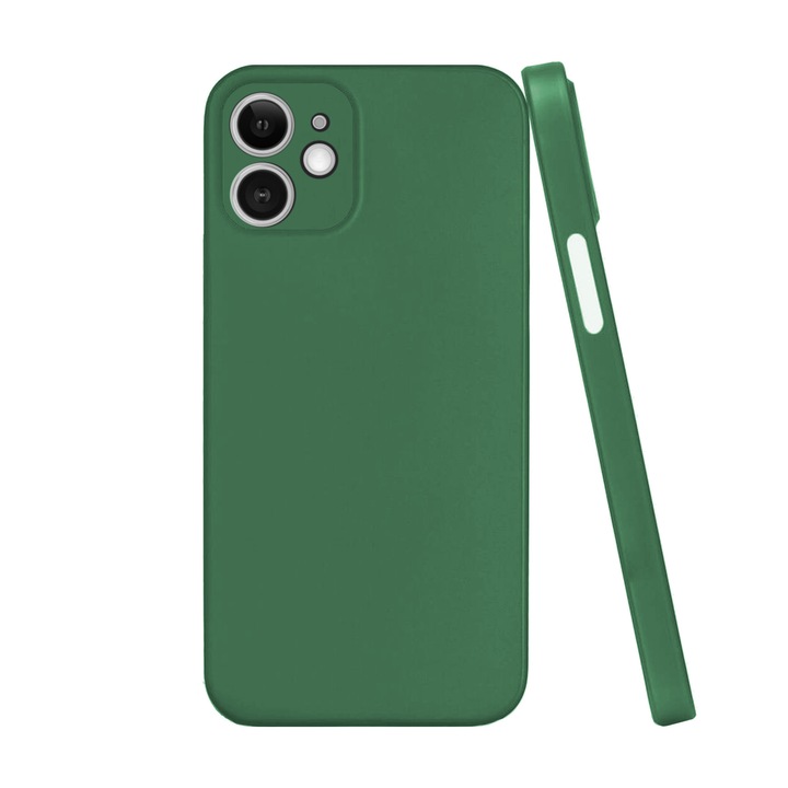Husa 0.3mm compatibila cu Apple iPhone 12 Mini, SILKASE, subtire, culoare verde, plastic mat
