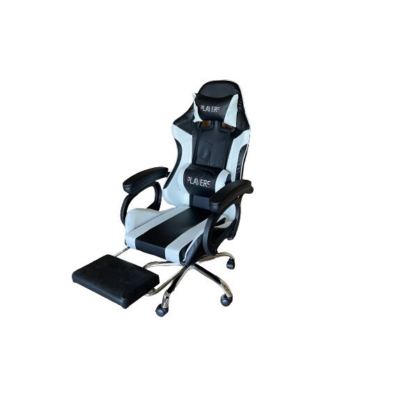 Scaun gaming, Mario NEW, piele ecologica, alb/negru, 118 cm