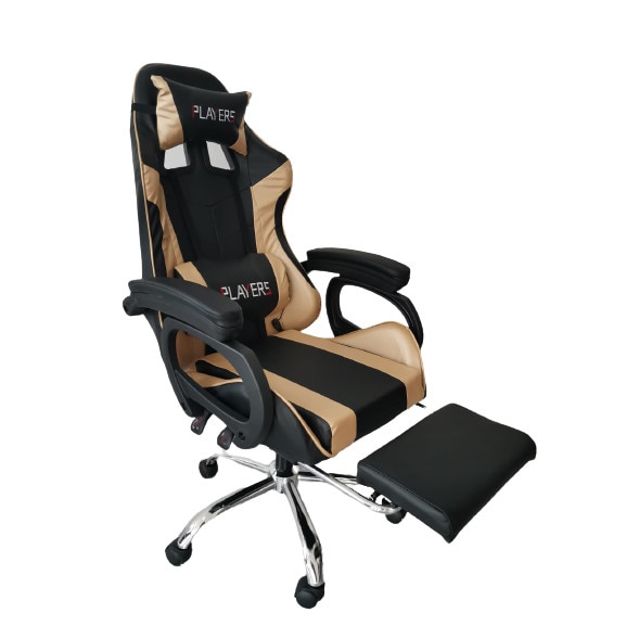 Scaun gaming, Mario New , piele ecologica, negru/auriu, 118 cm