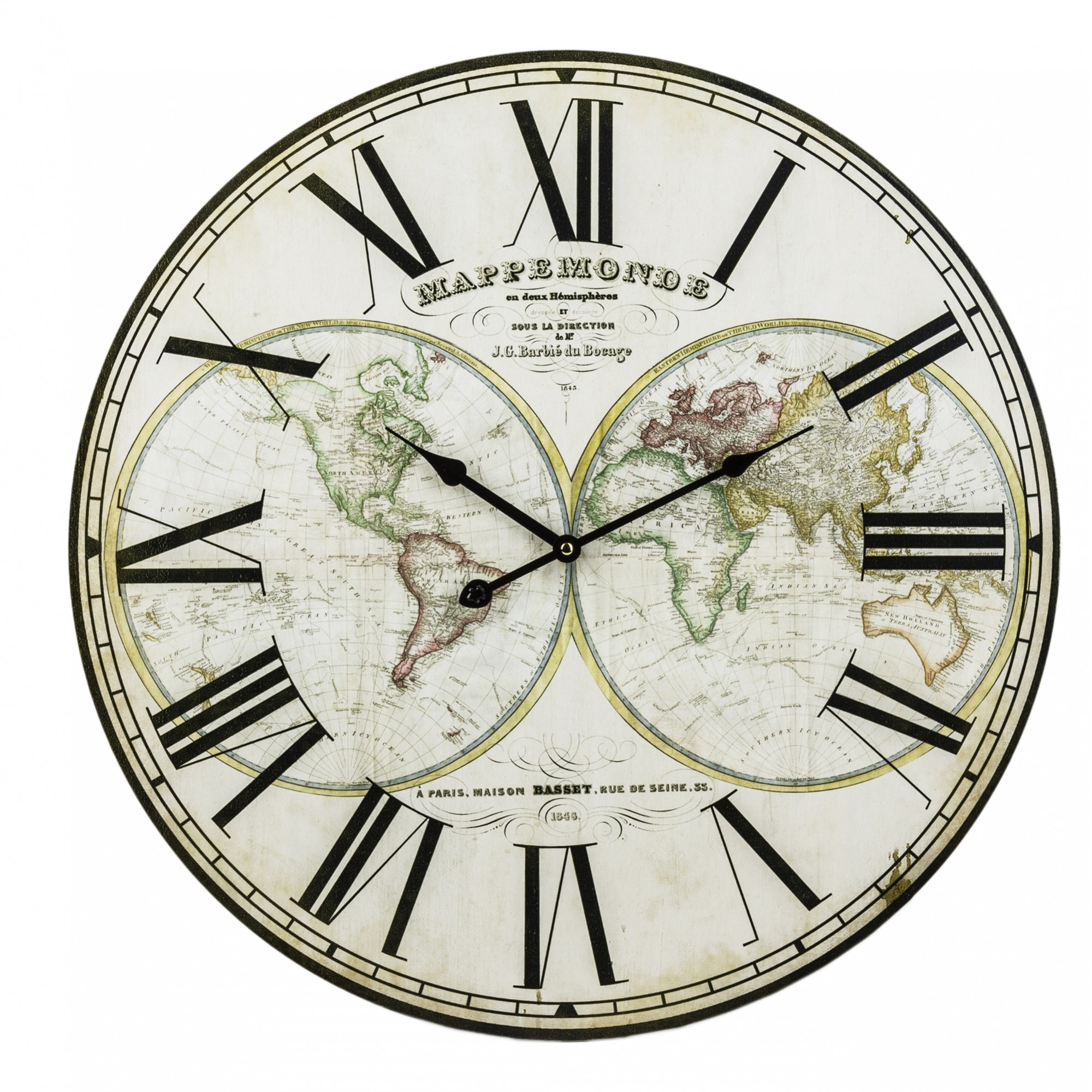 Ceas de perete, model harta, MDF, 58 cm