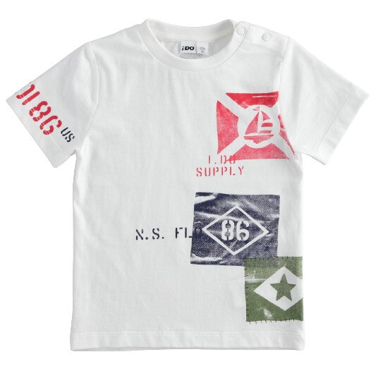 Tricou baieti Ido, alb cu imprimeu