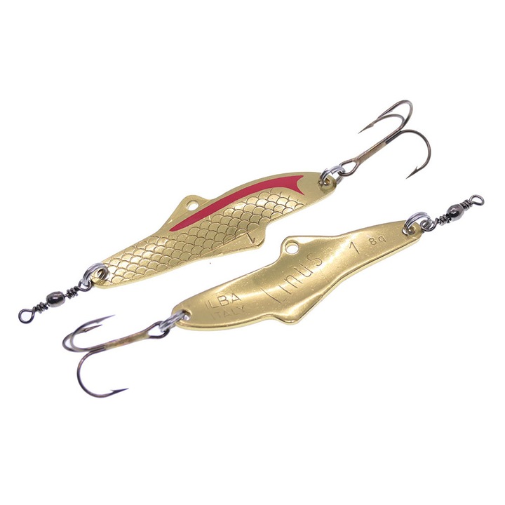 Lingura oscilanta Ilba Linus marimea 1, 5.5cm, 8gr, culoare Gold/Red