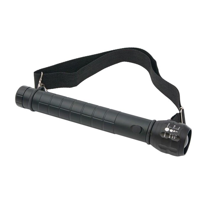 Lanterna LED GREE XML-T6 cu busola si centura pentru umar, zoom in/out, 400 lumeni, Negru mat, 30.3x4.7 cm