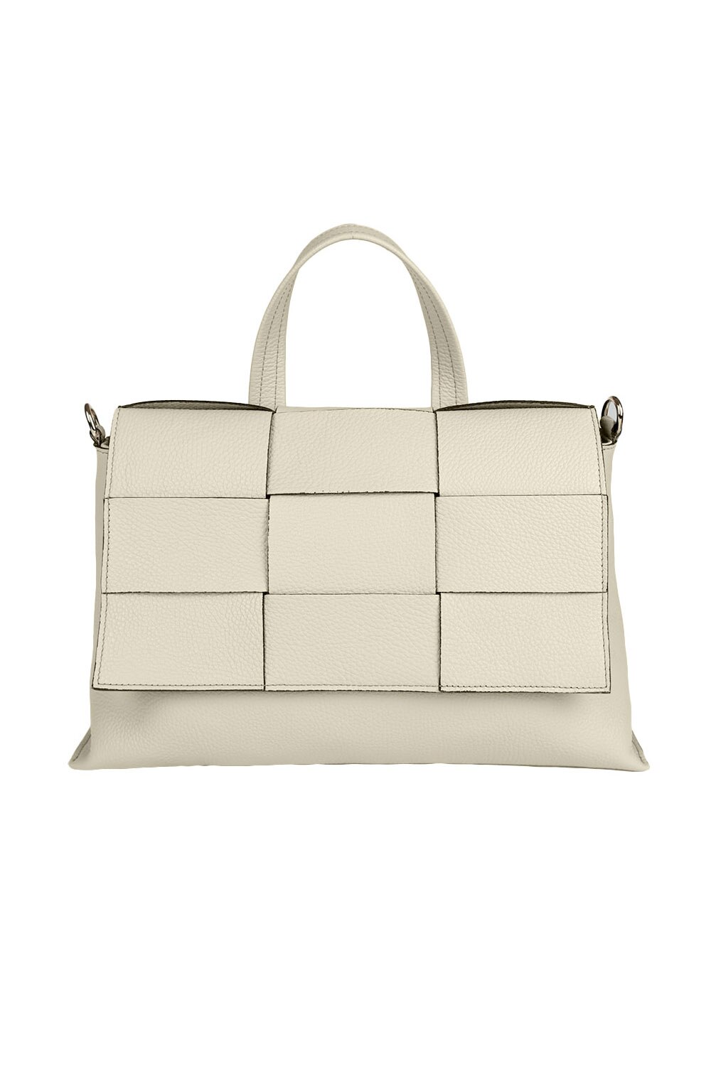 Geanta de ocazie cu clapeta Flavia Da Firenze, din piele naturala tip dollaro, de mana si umar, crem, LaRue