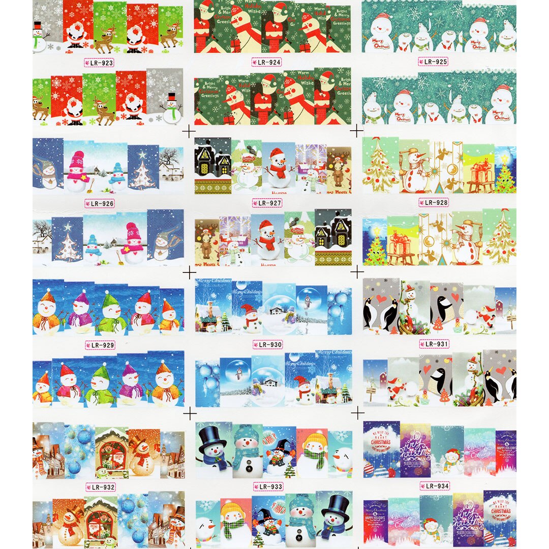 Sticker A4 pentru decor unghii, Craciun, 12in1, LR934