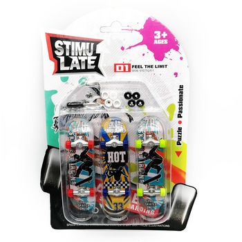 Set 3 Mini skateboard, Stimu Late, 9.5 cm Set 3 Mini skateboard, Stimu Late, 9.5 cm